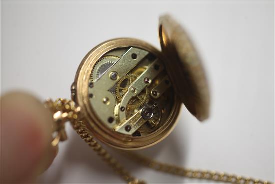 A late 19th/early 20th century French? gold and enamelled fob watch,